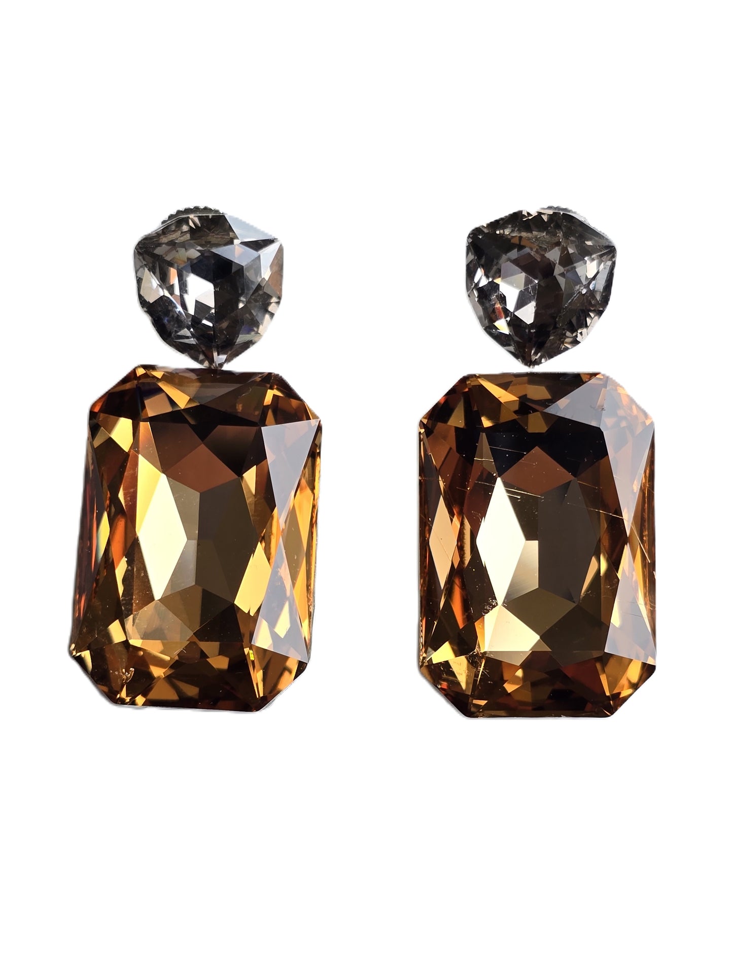 Darcy Dual Tone Large Octagon Crystal Dangle Earrings