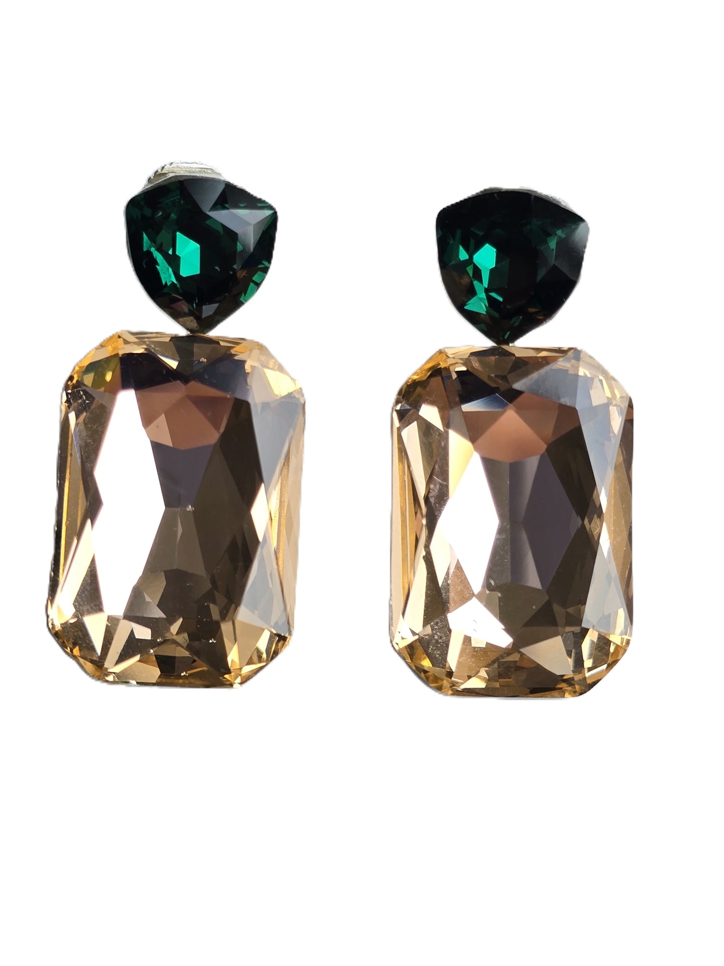 Darcy Dual Tone Large Octagon Crystal Dangle Earrings