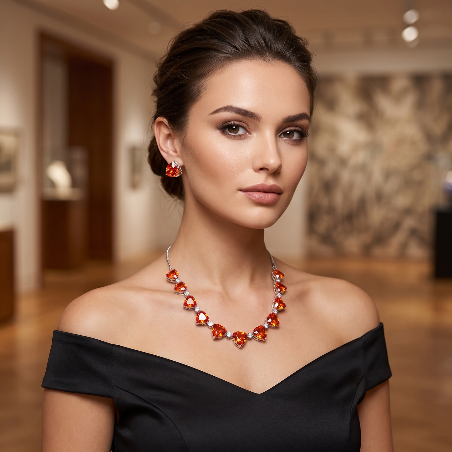 Sienna Premium Crystal Heart Necklace Set