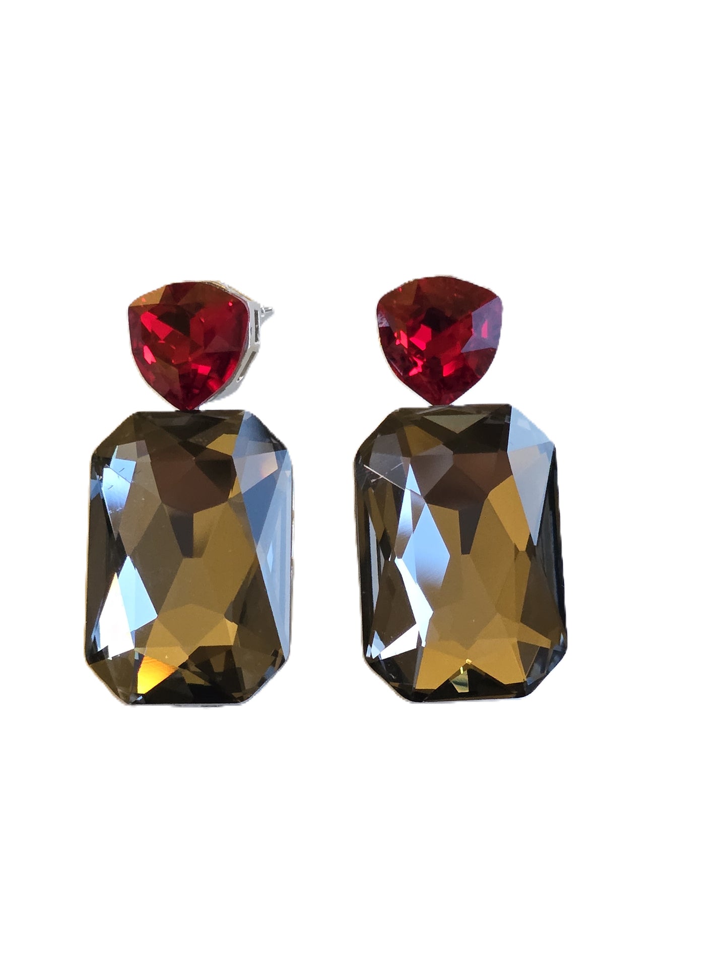 Darcy Dual Tone Large Octagon Crystal Dangle Earrings