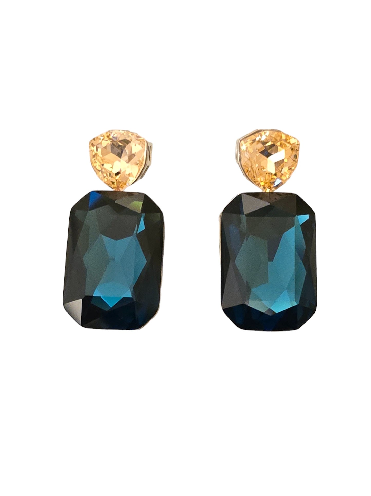 Darcy Dual Tone Large Octagon Crystal Dangle Earrings