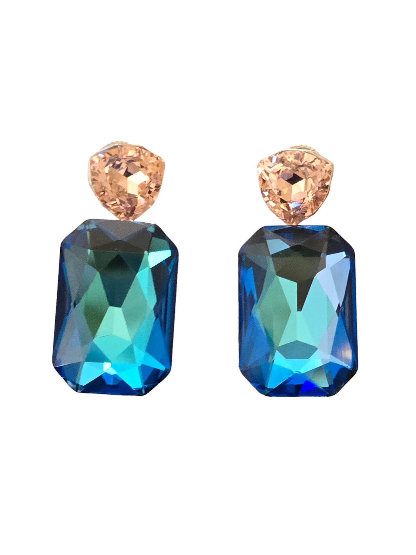 Darcy Dual Tone Large Octagon Crystal Dangle Earrings