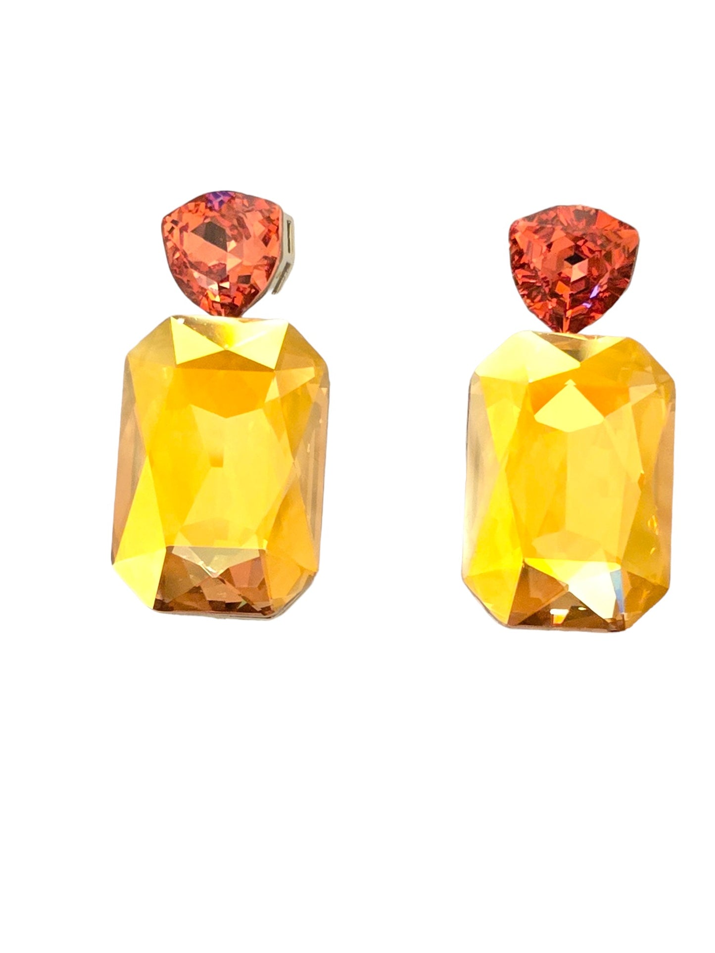 Darcy Dual Tone Large Octagon Crystal Dangle Earrings