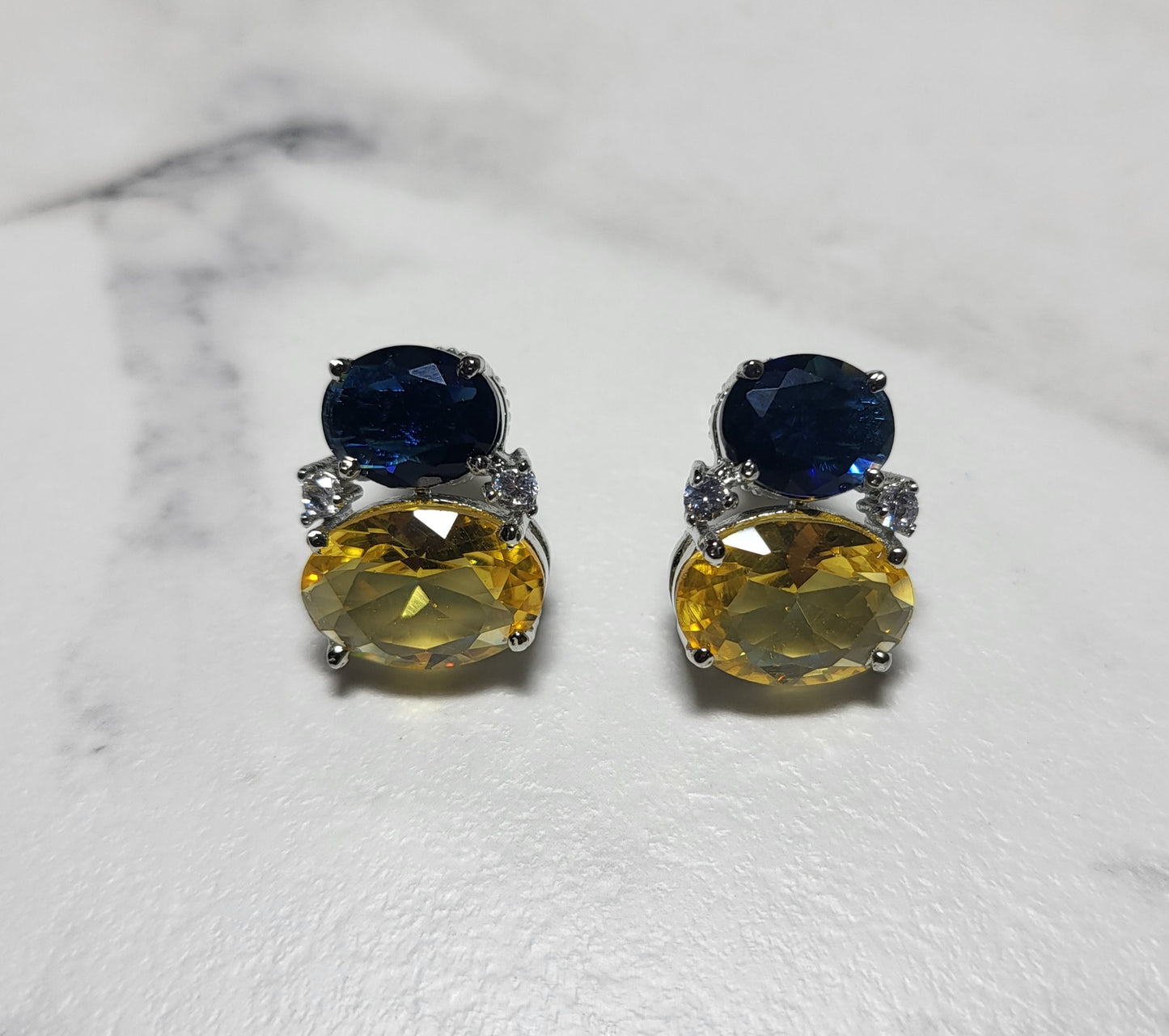 Dual Crystal Studs Earrings