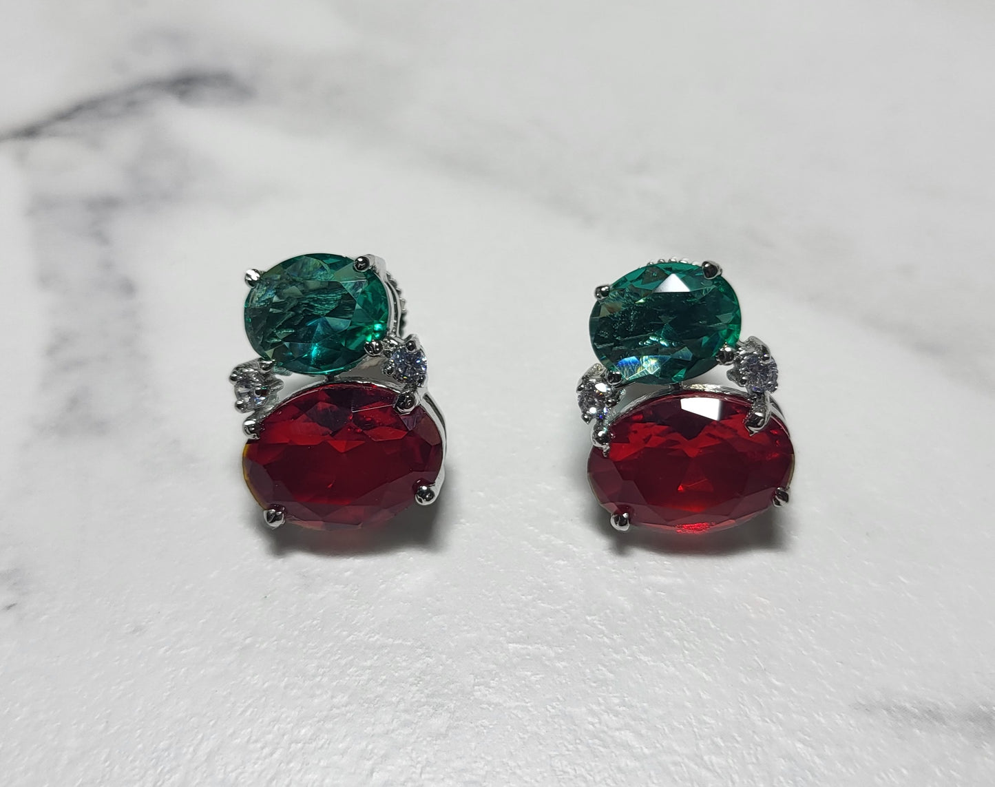 Dual Crystal Studs Earrings