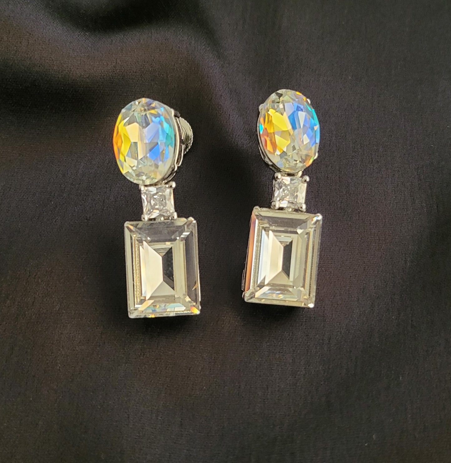 Dual Tone Crystal Earrings