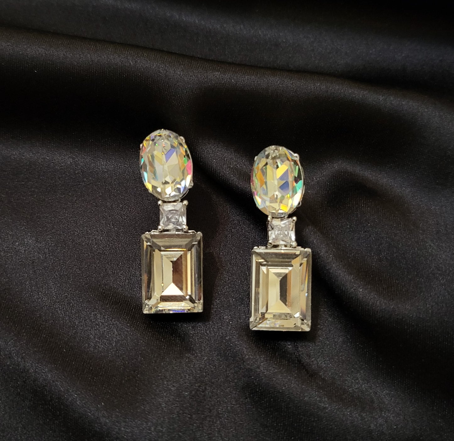 Dual Tone Crystal Earrings