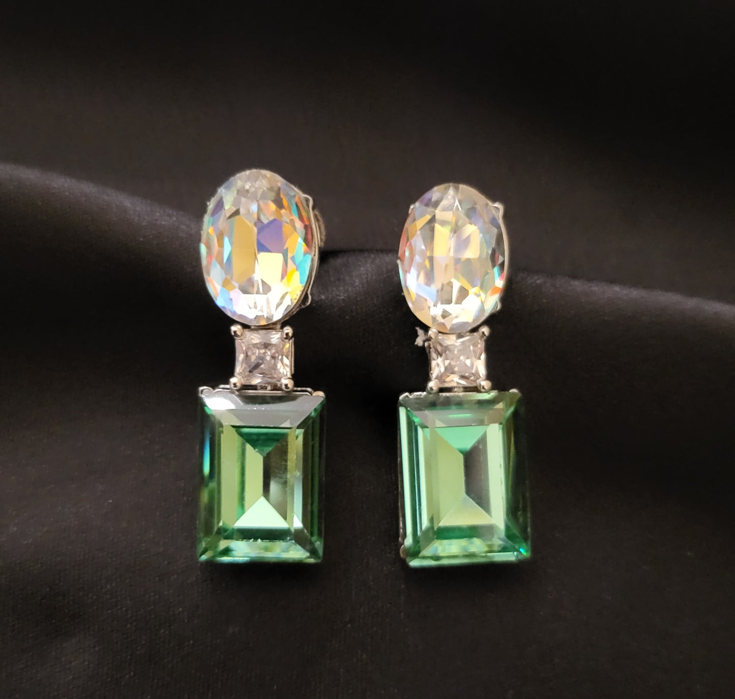 Dual Tone Crystal Earrings