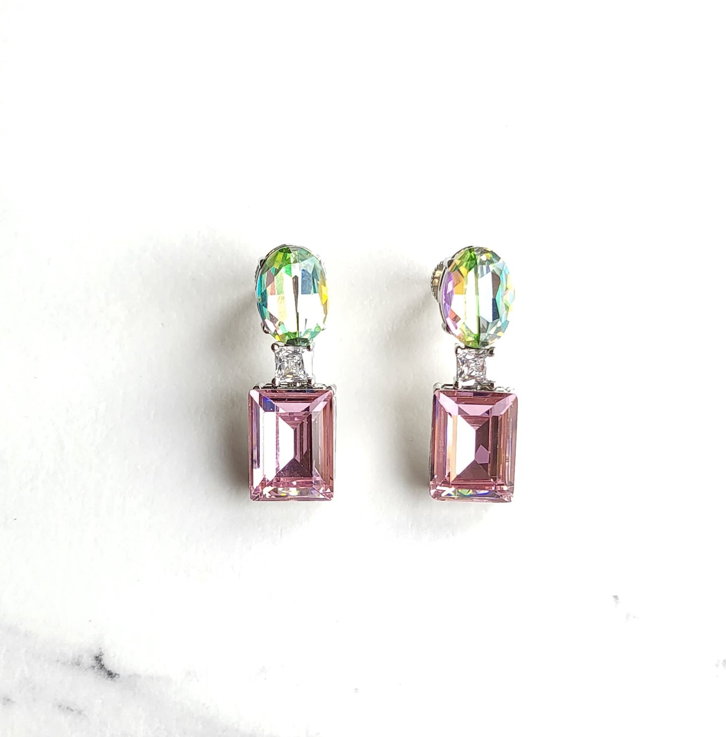 Dual Tone Crystal Earrings