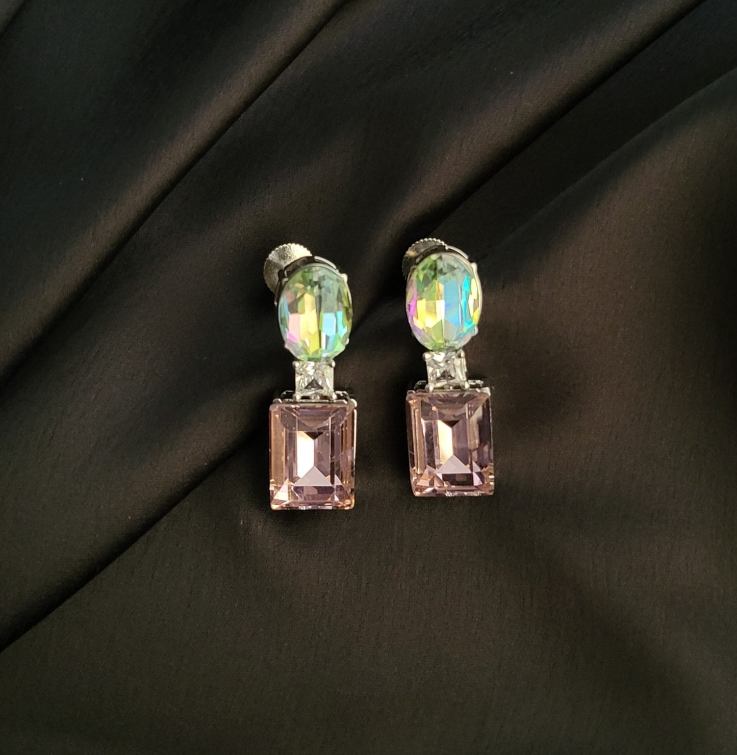 Dual Tone Crystal Earrings