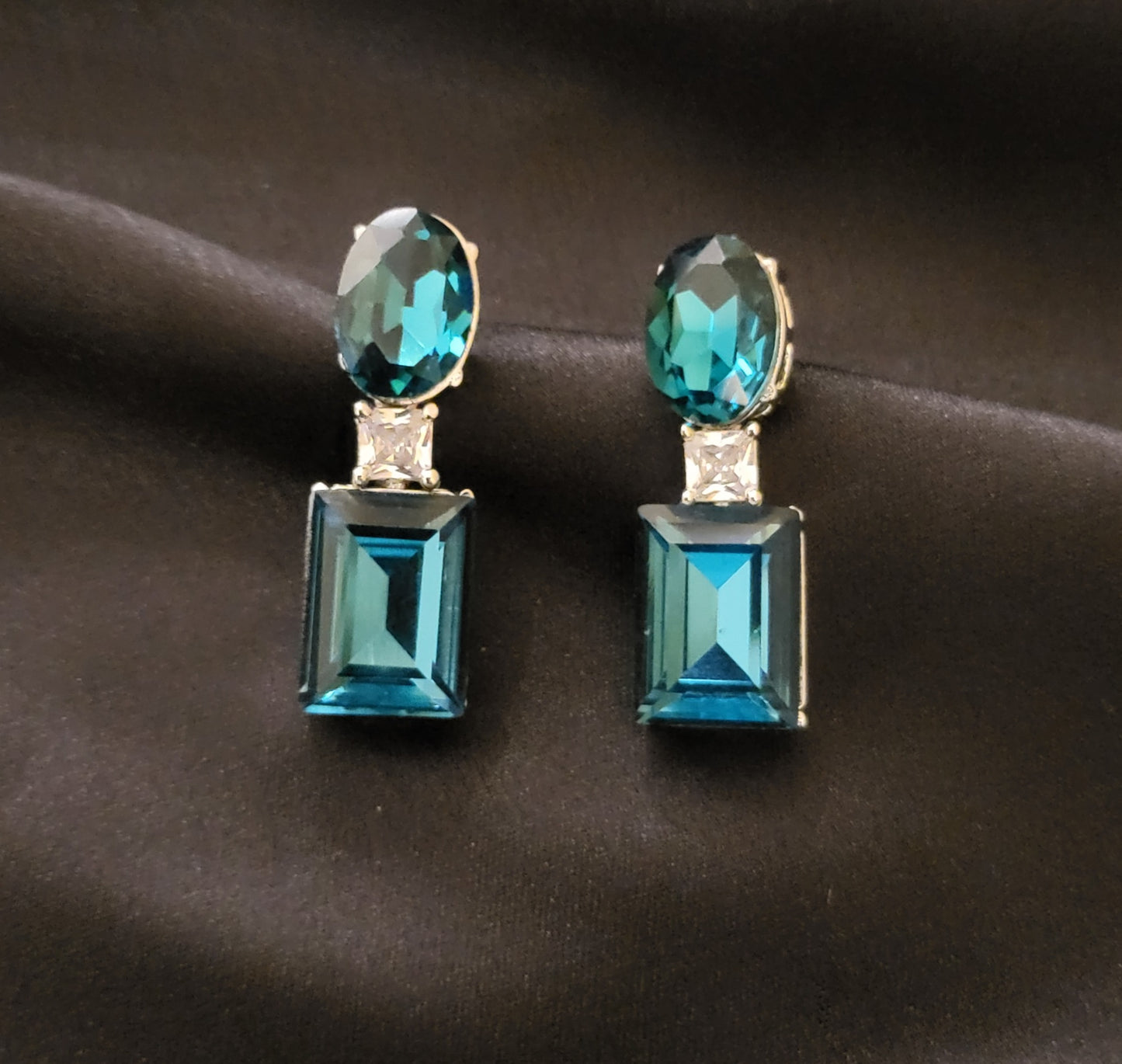 Dual Tone Crystal Earrings