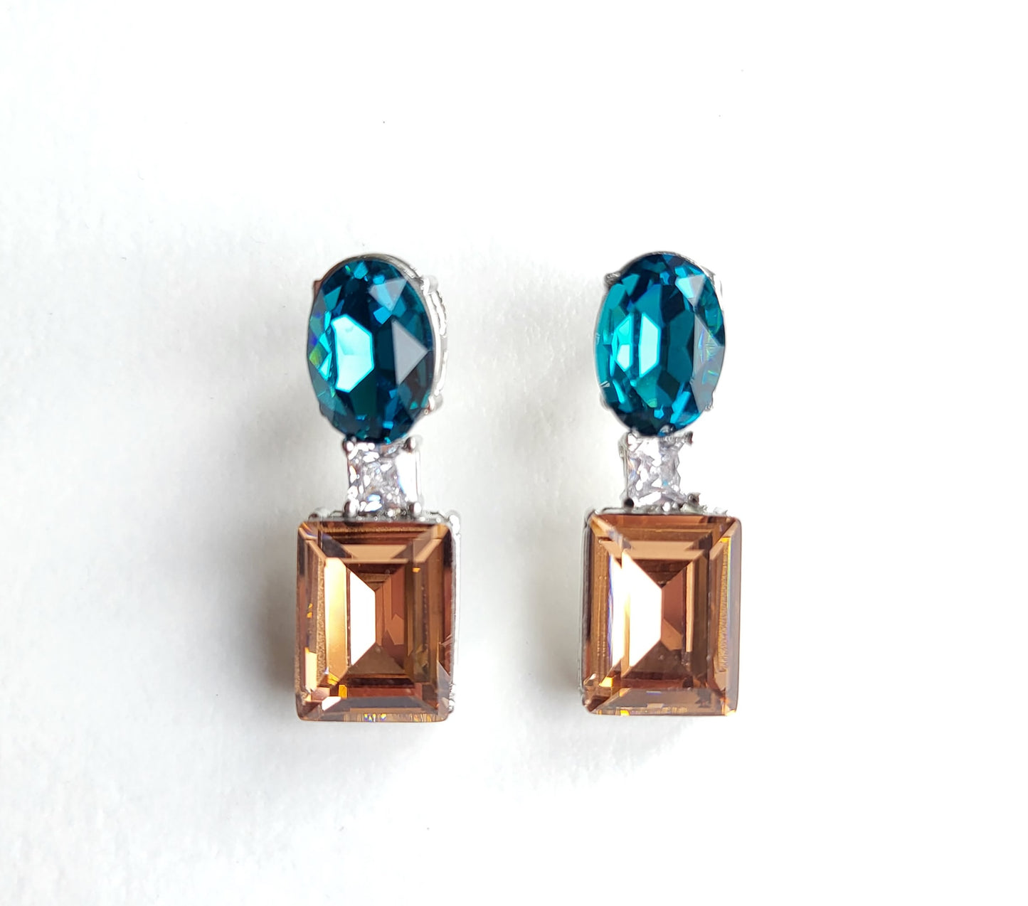 Dual Tone Crystal Earrings