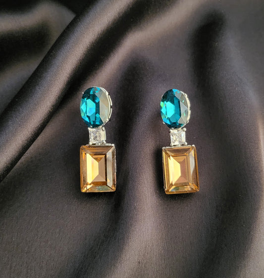 Dual Tone Crystal Earrings