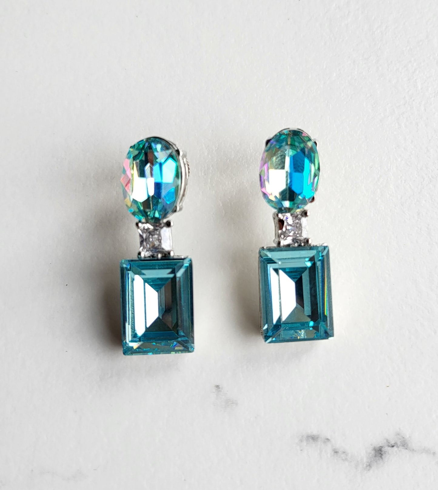 Dual Tone Crystal Earrings