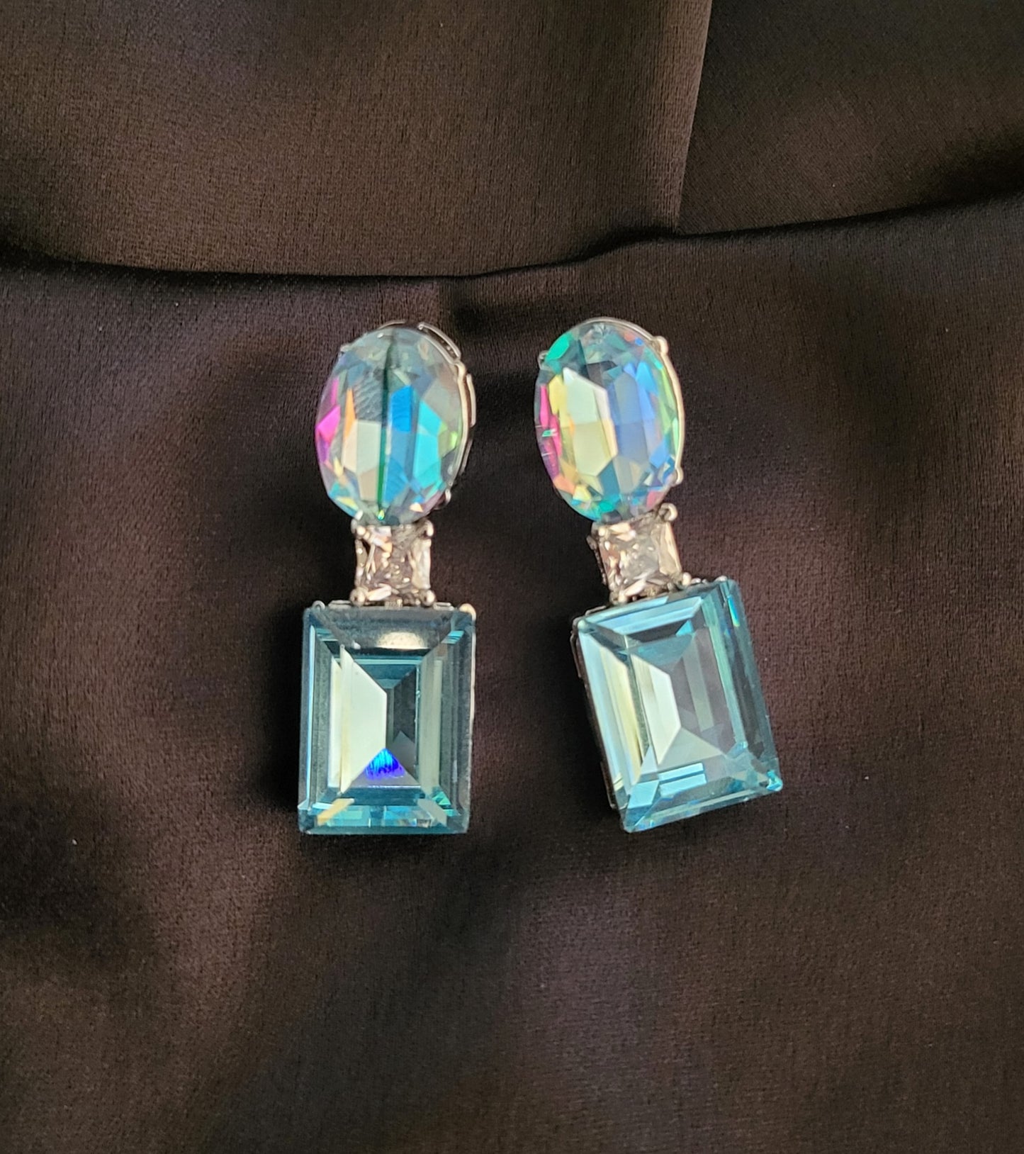 Dual Tone Crystal Earrings