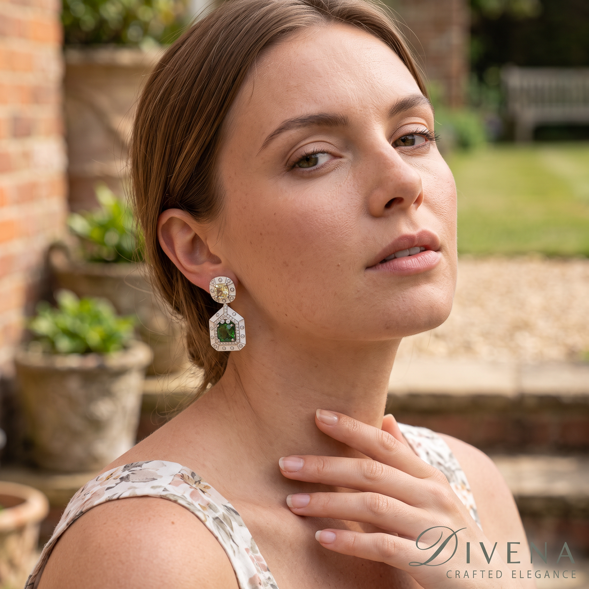 Crystal Dangler with White Enamel