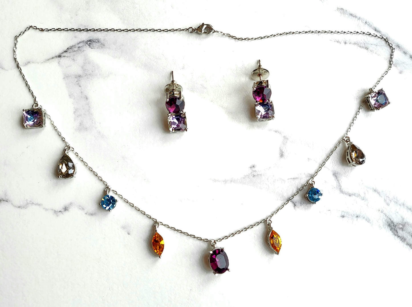 Ellie Mixed Cuts, Multi-Coloured Crystal Necklace Set