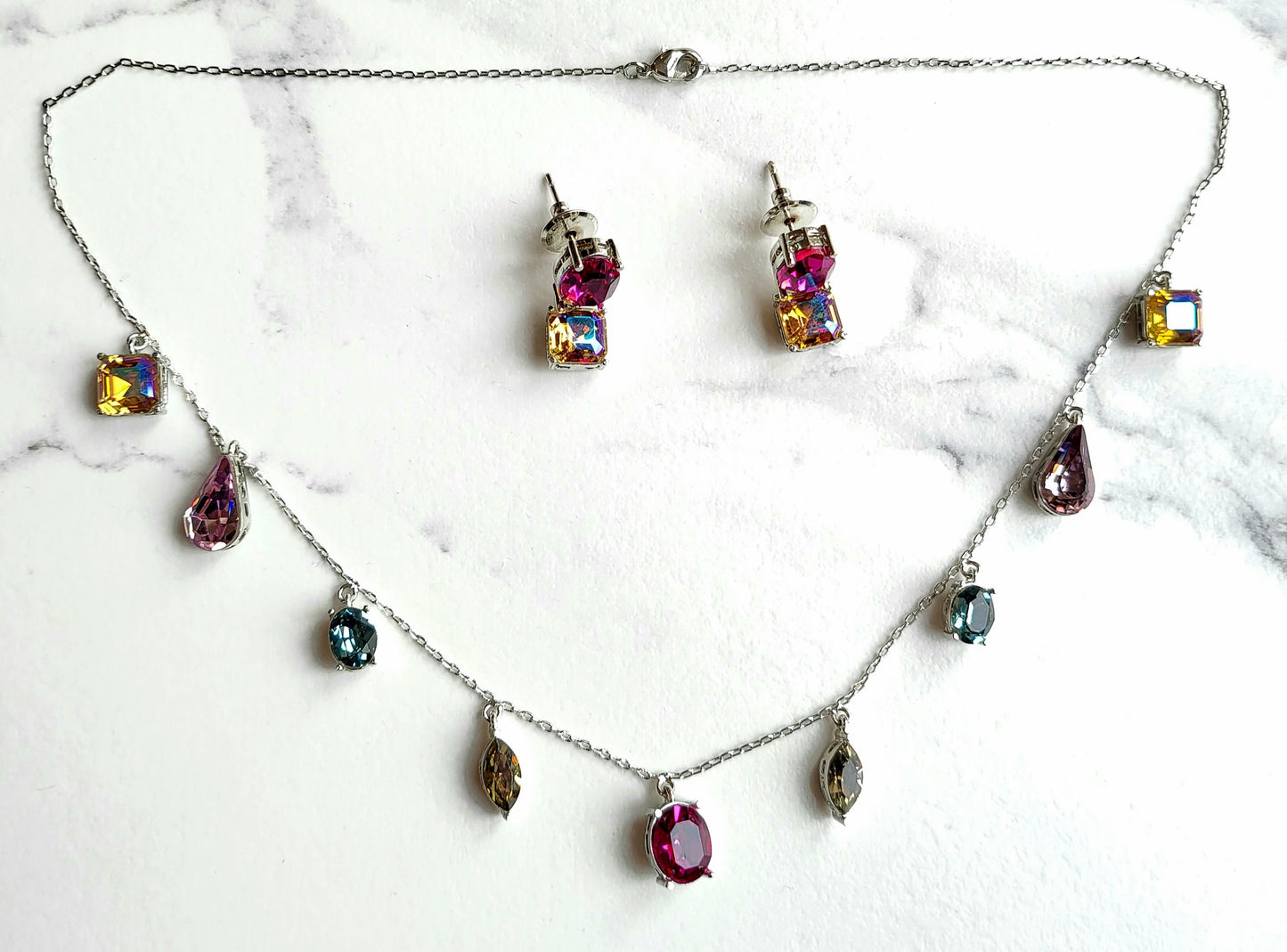 Elsie Mixed Cuts,Multi-Coloured Crystal Necklace Set