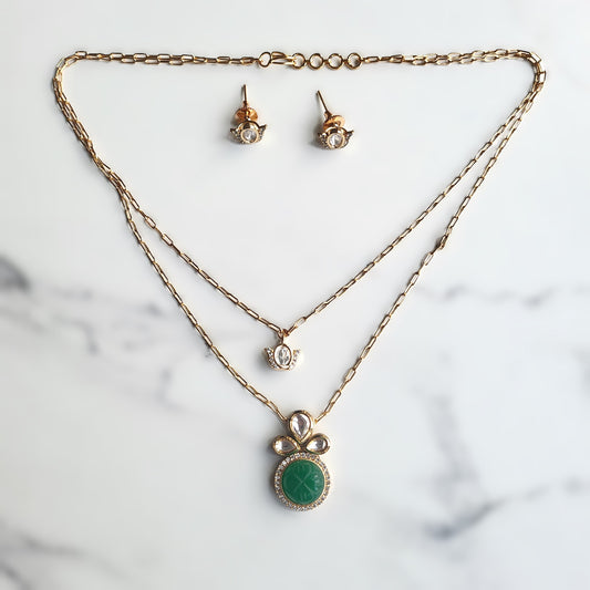 Elsie Polki MOP Chain Pendant Set