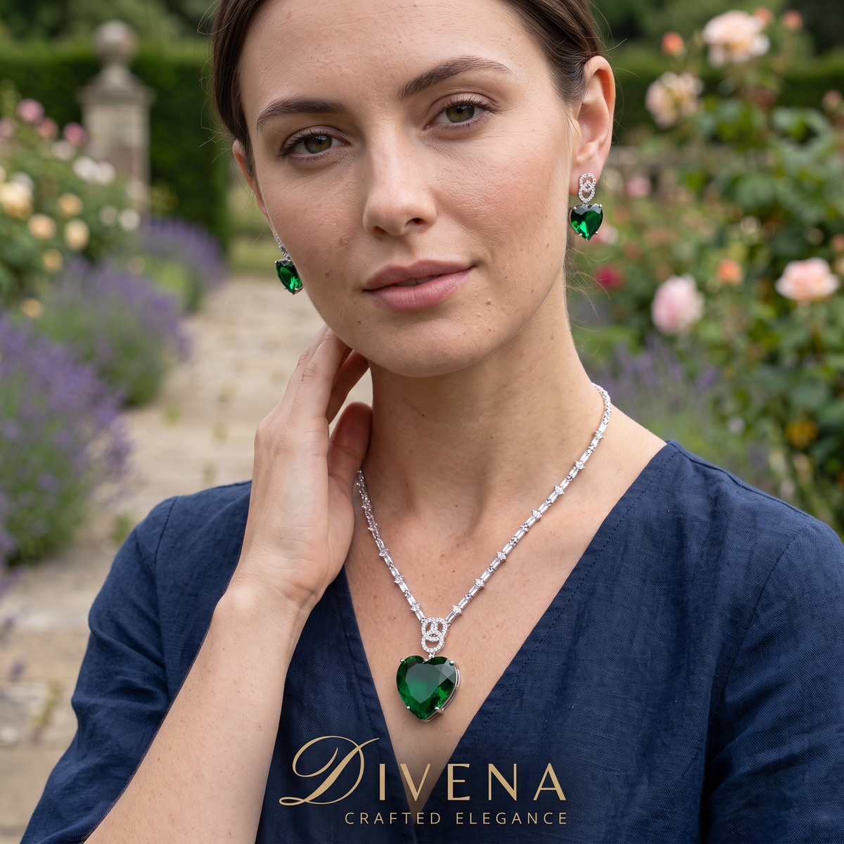 Crystal Heart Pendant Set