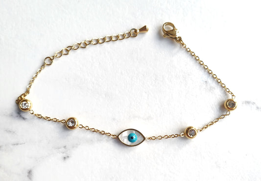 Evil Eye MOP Chain Bracelet