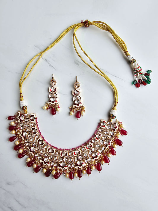 Fia Uncut Bikaneri Mina-Polki Kundan Necklace Set