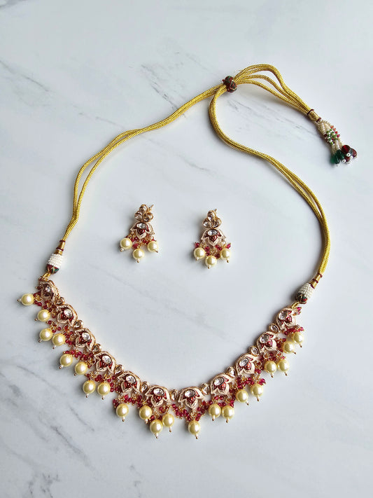 Florence Bikaneri Mina-Polki Kundan Necklace Set