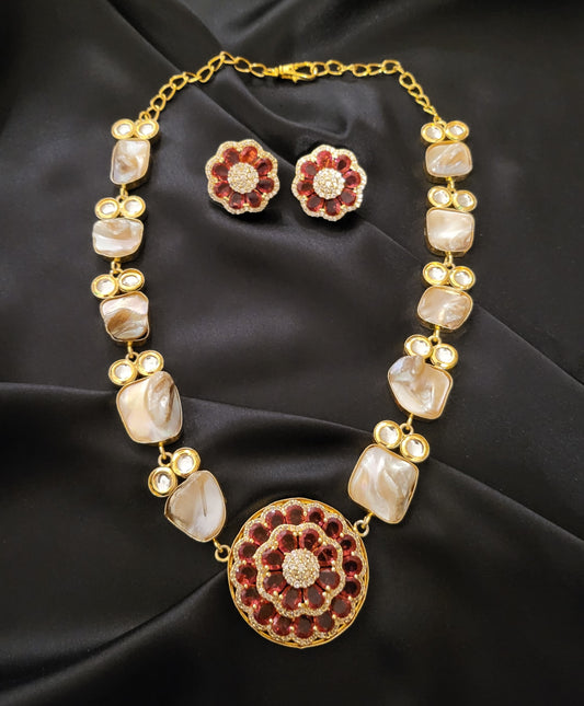 Fusion Kundan Baroque Pearl Necklace Set