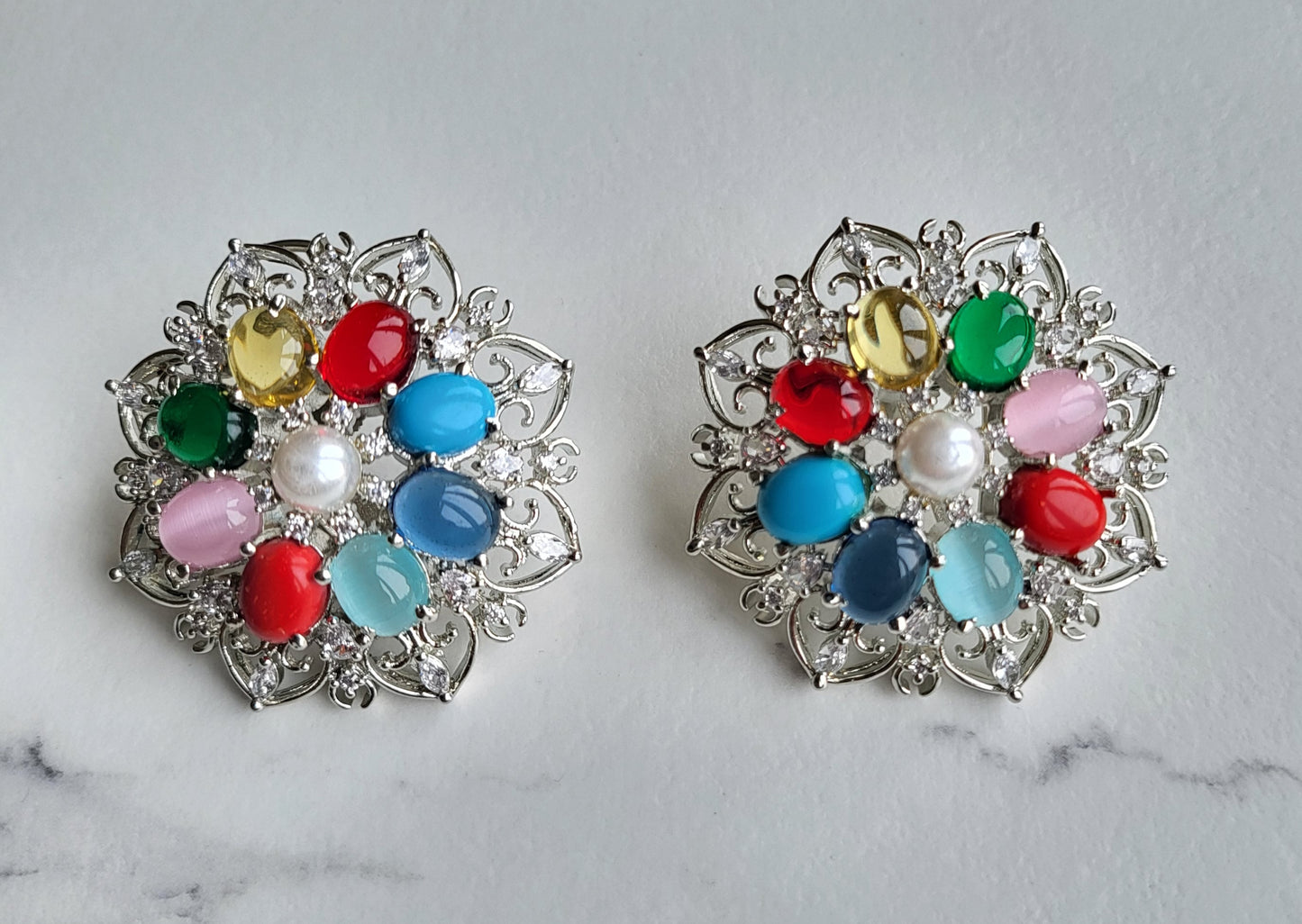 Georgia Giant Navratan Studs Earrings