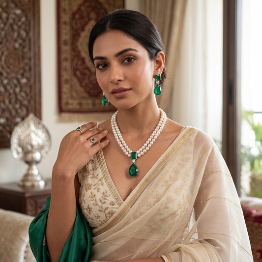 Sydney Pearl Necklace with Doublet Stone