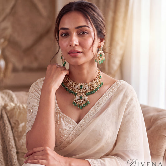 Aaliyah Grand Victorian Necklace Set – Divena handcrafted Indian jewellery