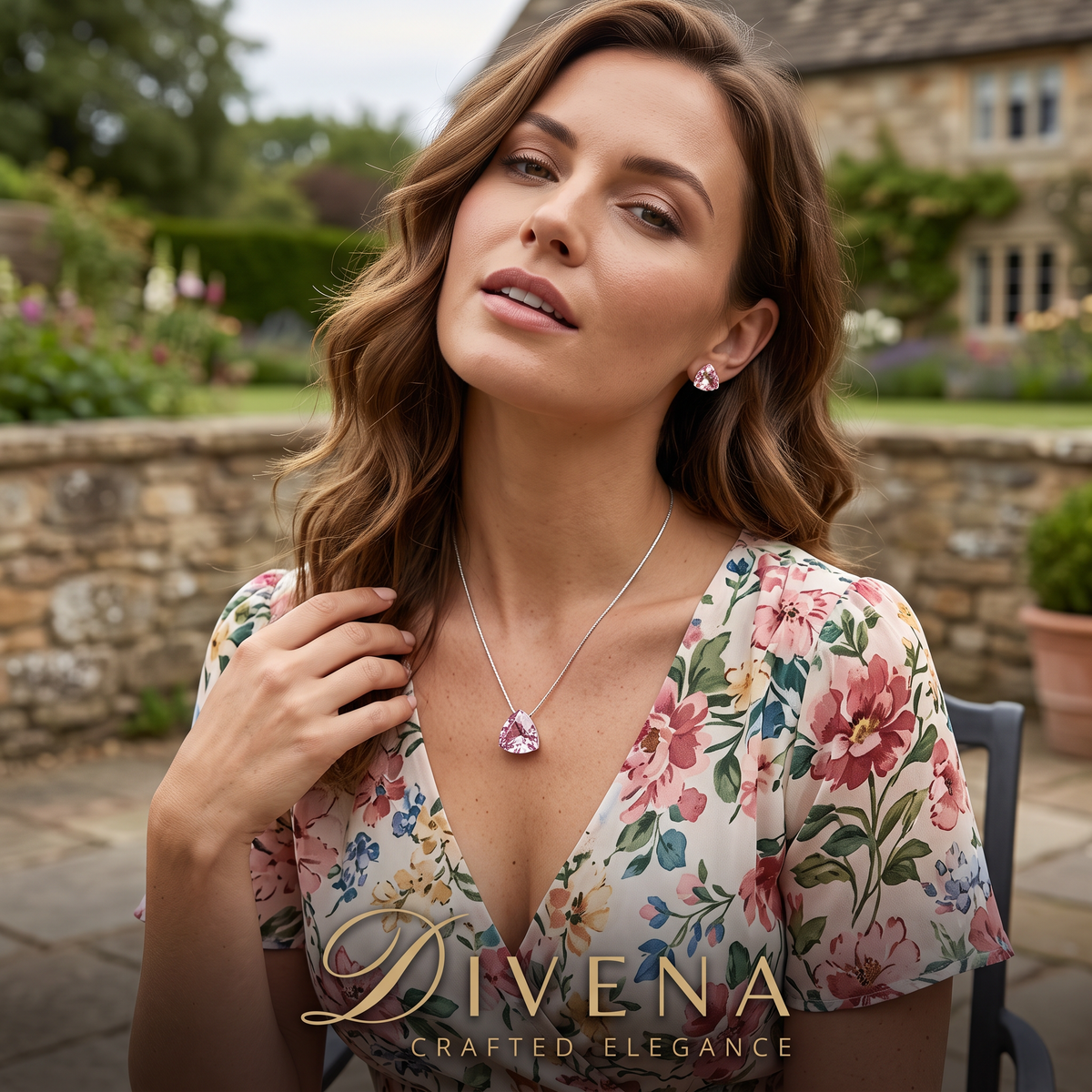 Lyra Solitaire Crystal Pendant Set