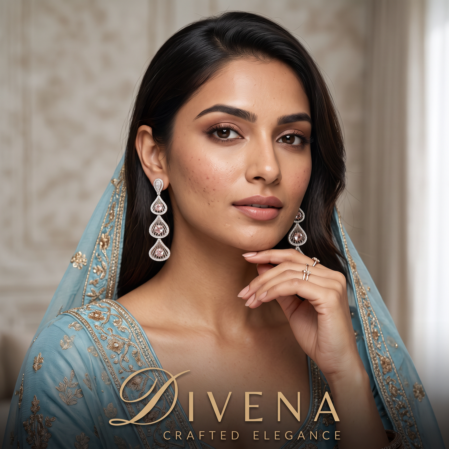 Sophia Three Tier Crystal Drop Earrings