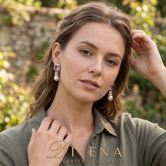Sienna Crystal with Pearl Drop Earrings