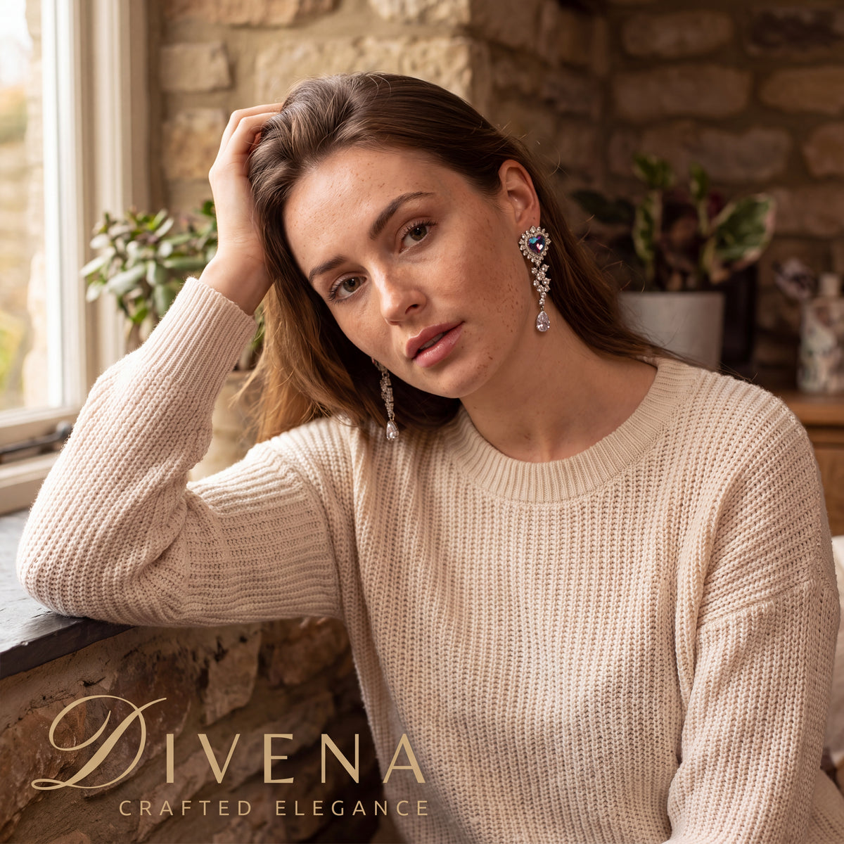 Neasa Zircon Crystal Dangle Earrings – Divena handcrafted Indian jewellery