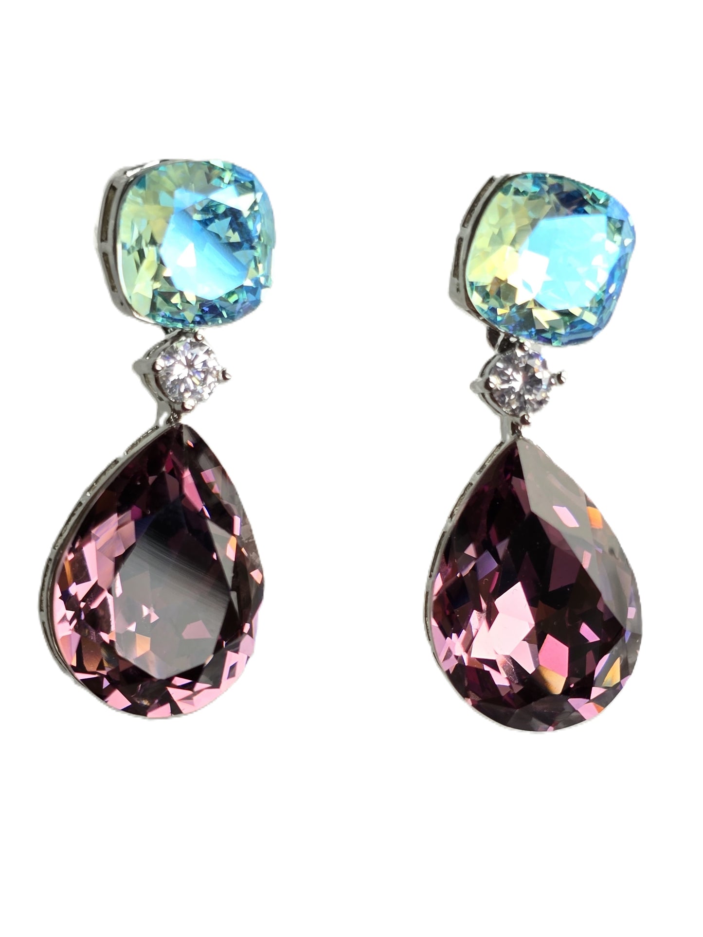 Ivy Dual Tone Crystal Dangle Earrings