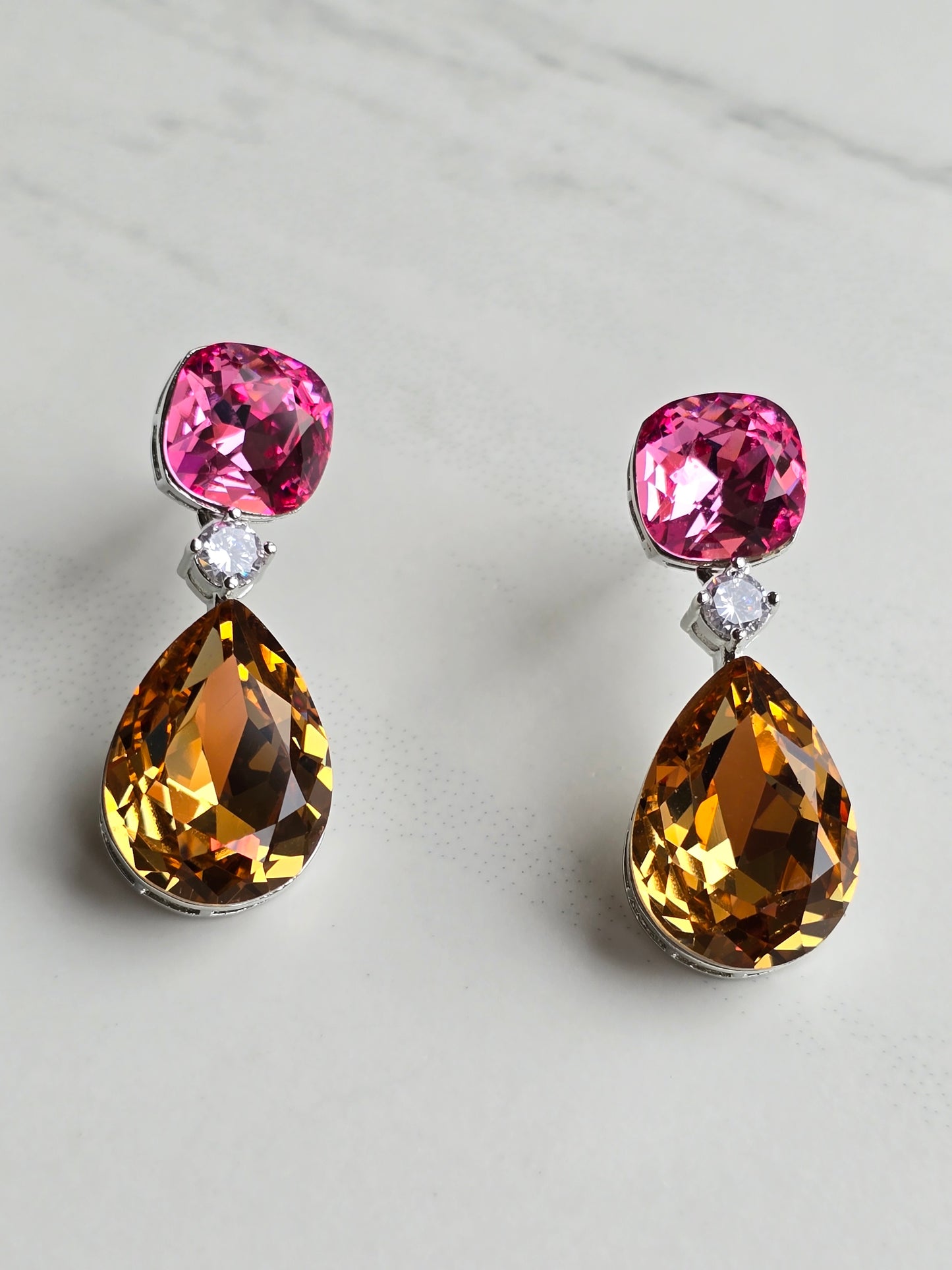 Ivy Dual Tone Crystal Dangle Earrings