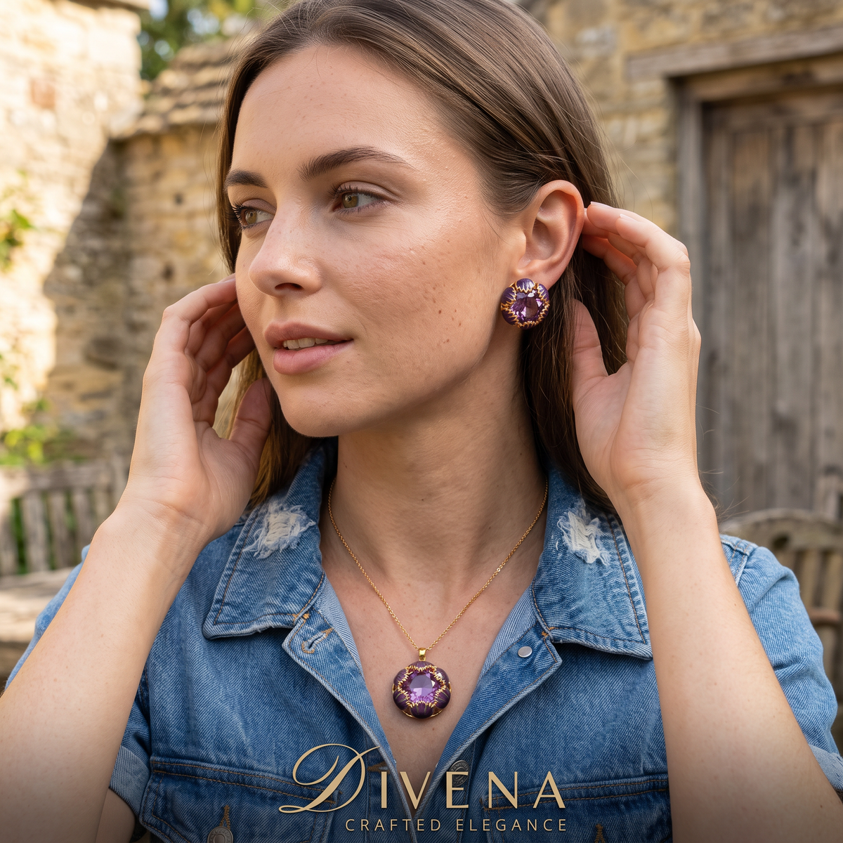 Eloise Enamel Crystal Pendant Set
