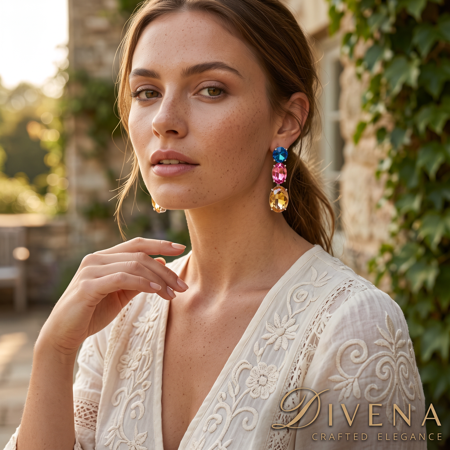 Trio Crystal Dangler Earrings