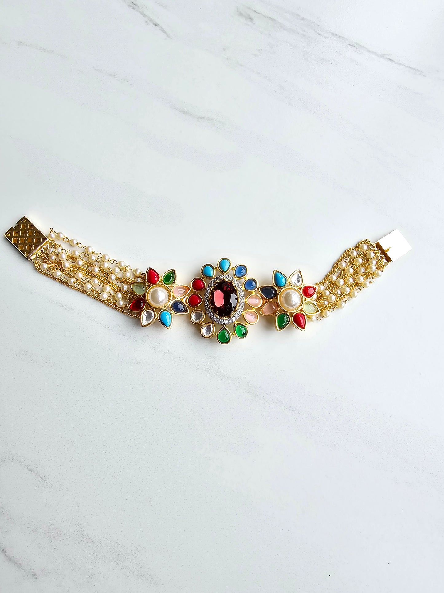 Handcrafted Semi-Precious Navratan Stones Bracelet