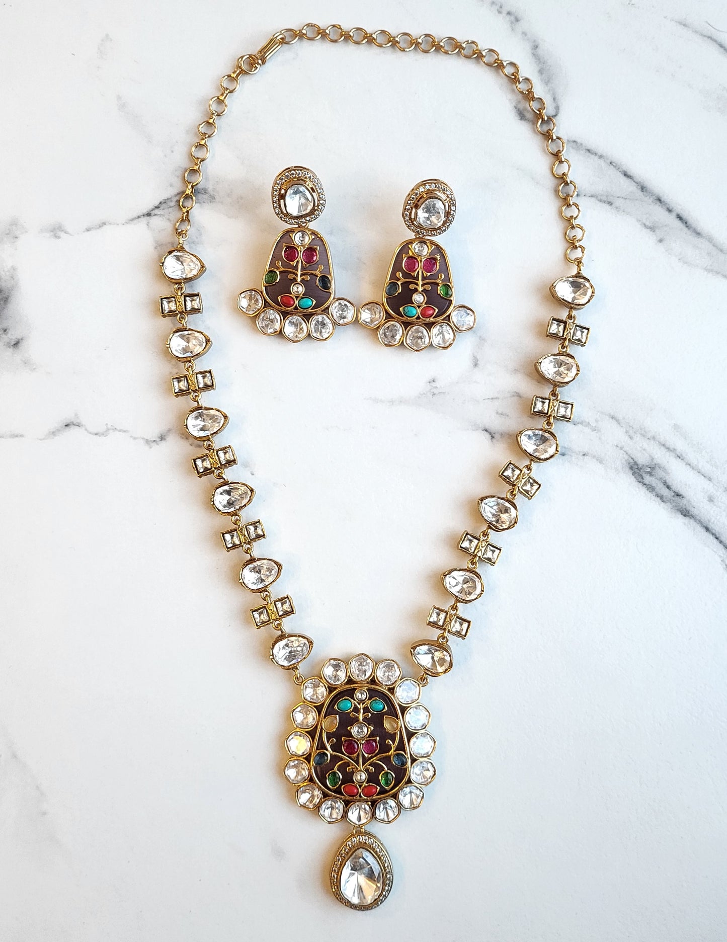 Miranda Navratan Polki Necklace Set