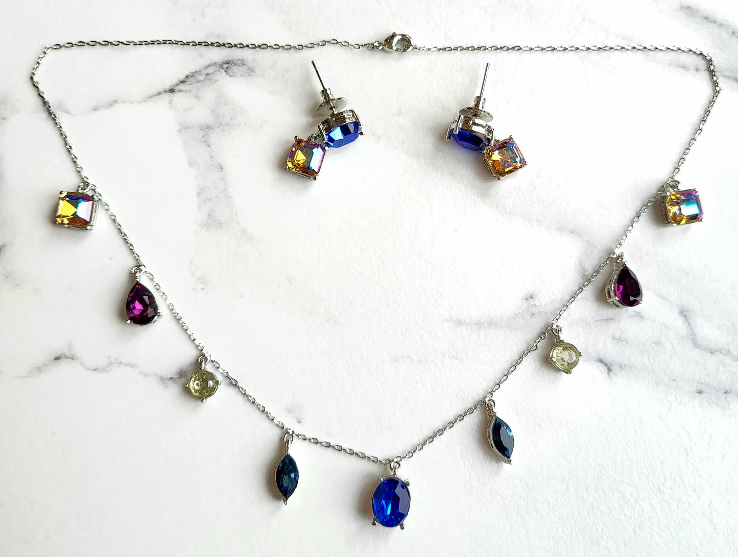 Mollie Mixed Cuts, Multi-Coloured Crystal Necklace Set