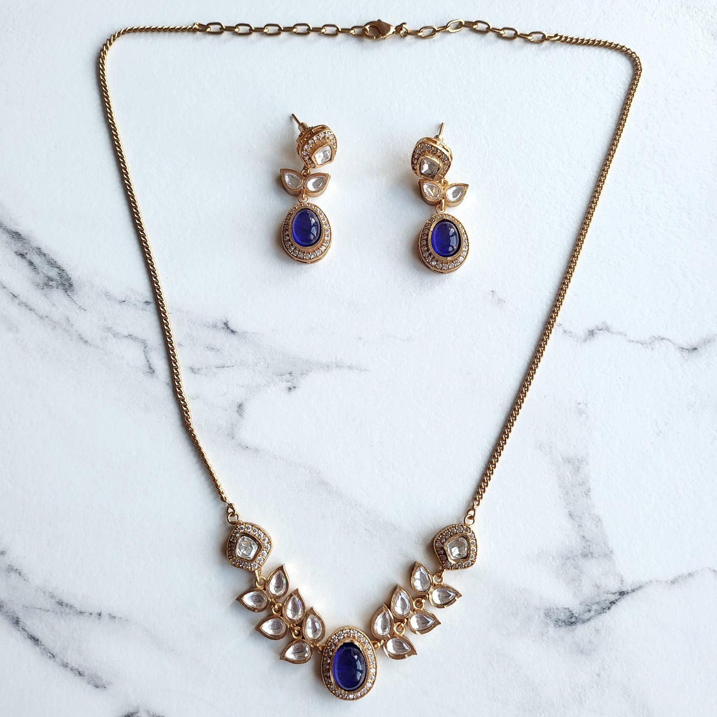 Violeta Moissanite with Pota Doublet Necklace Set