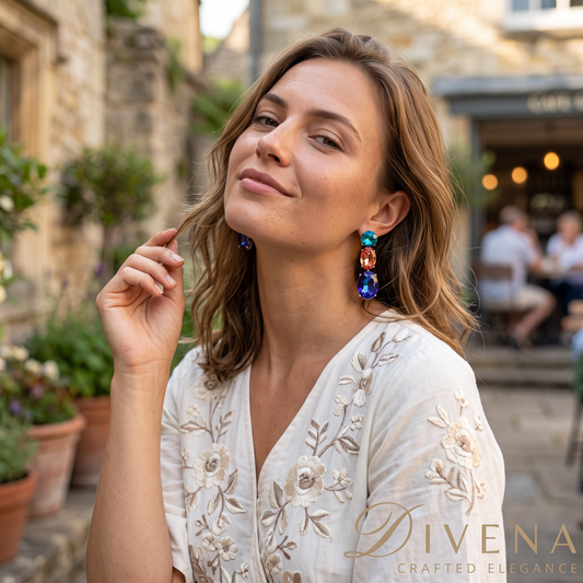 Trio Crystal Dangler Earrings