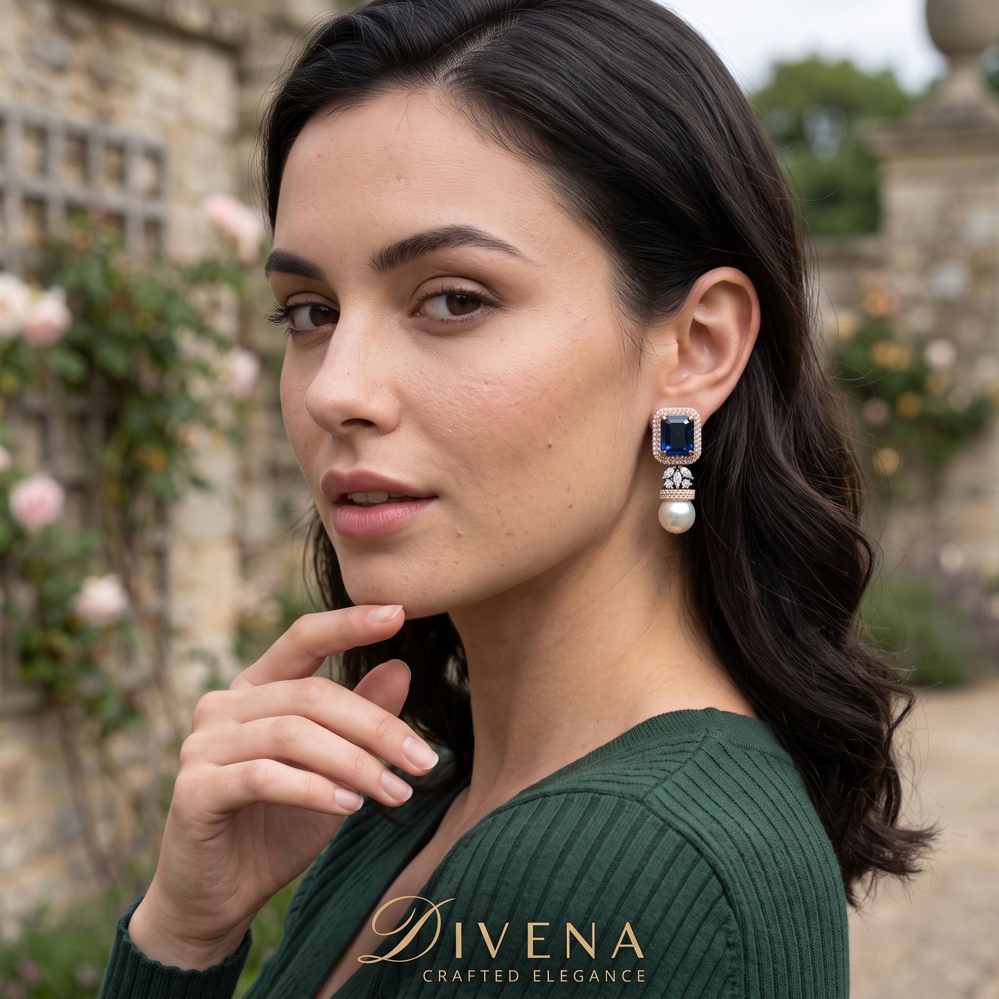 Sienna Crystal with Pearl Drop Earrings