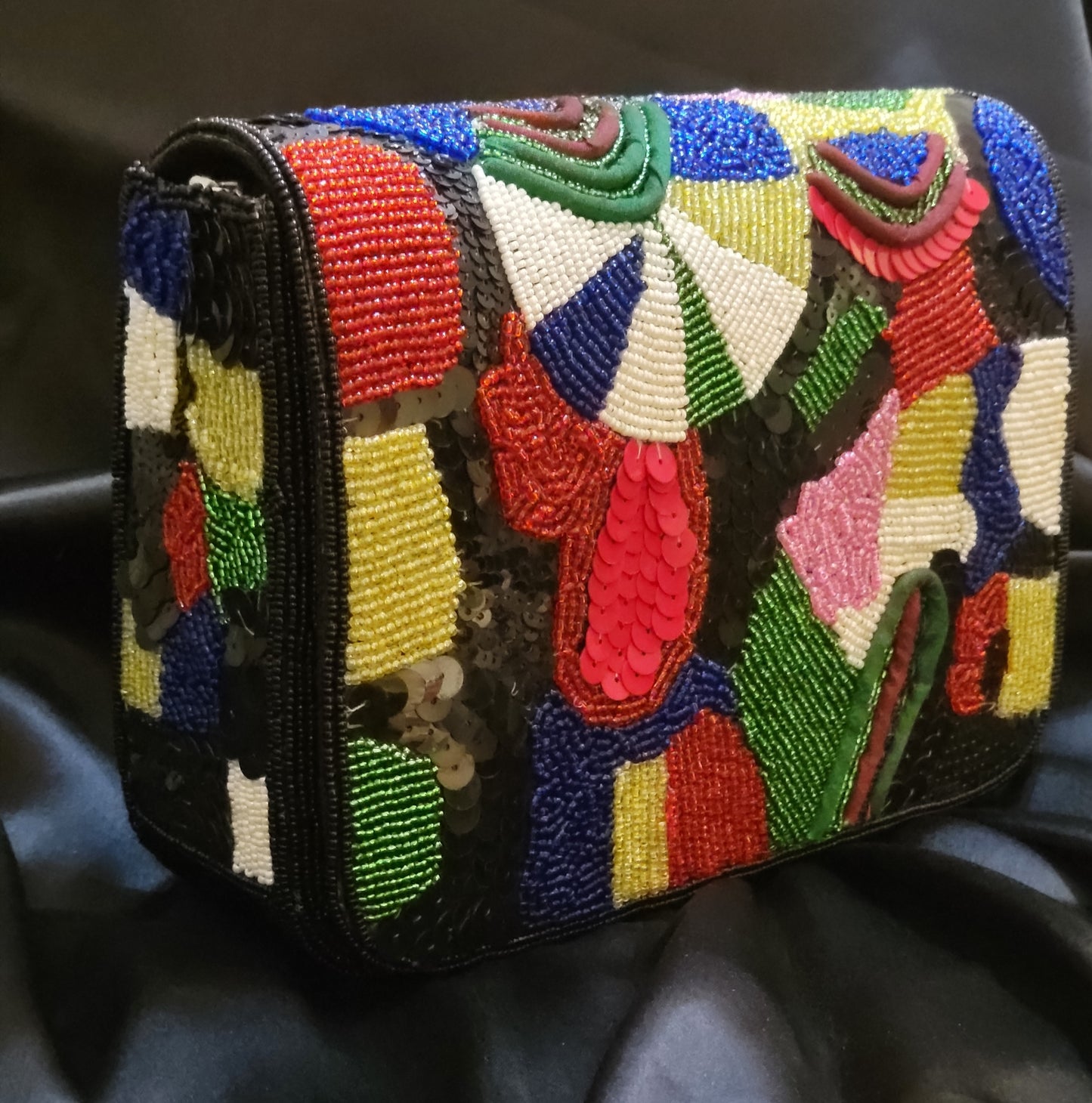 Multicolour Beaded Clutch Bag