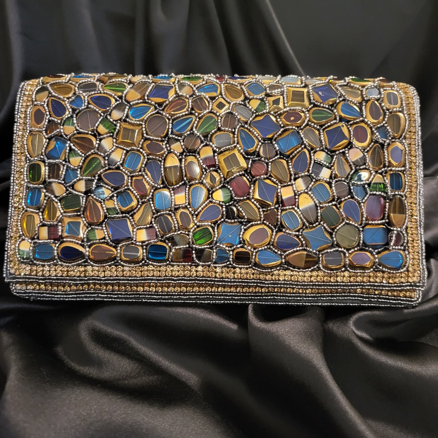 Multicolour Stone Studded Handcrafted Clutch Bag