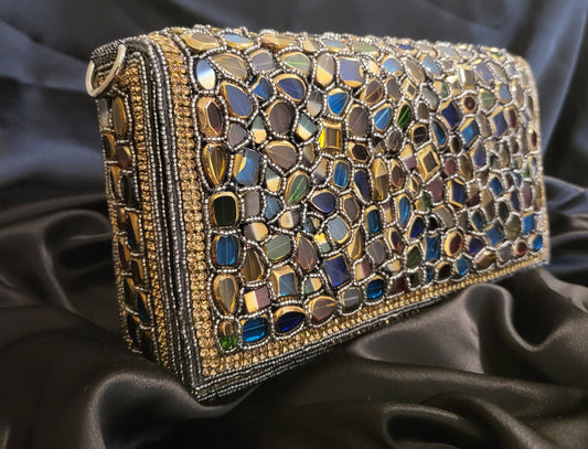 Multicolour Stone Studded Handcrafted Clutch Bag