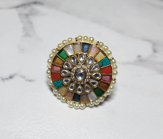 Navratan Adjustable Cocktail Ring