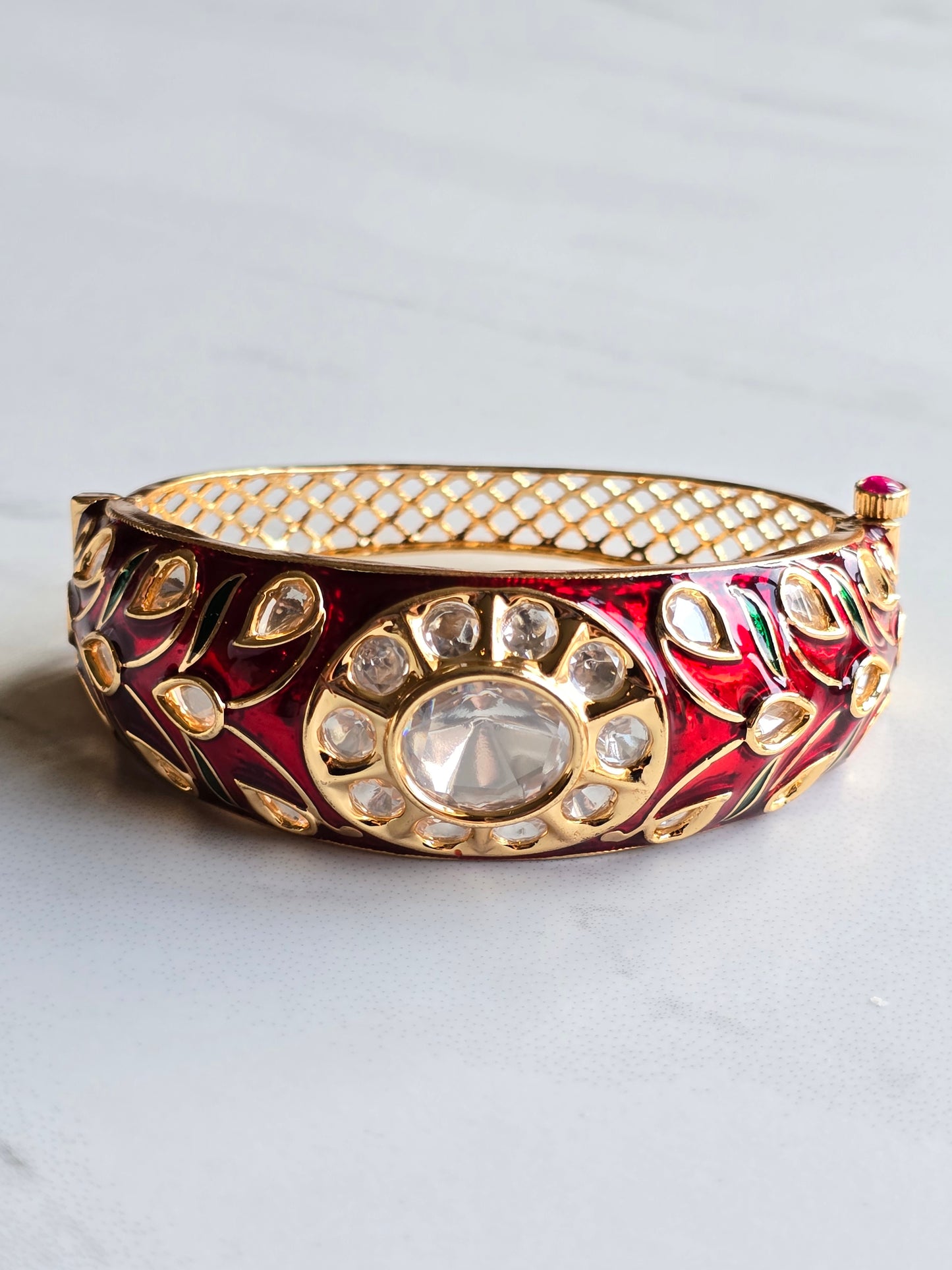 Nyla Uncut Polki Kundan Meenakari Openable Bangle